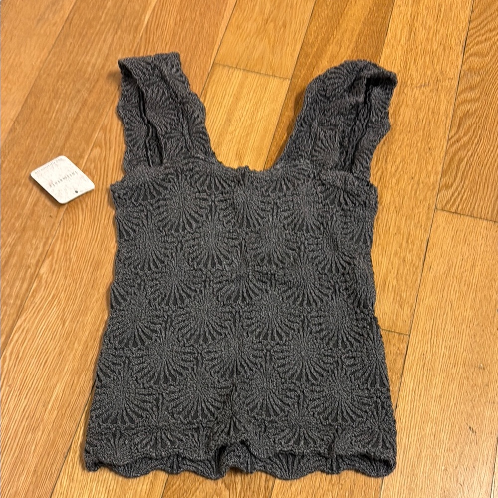 Anthropologie Gray Cropped Square Neck Tank Top